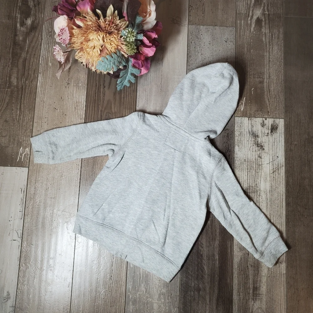 OshKosh B'gosh Gray & Pink Fleece-Lined Zip-Up Jacket Toddler Girl Size 24m